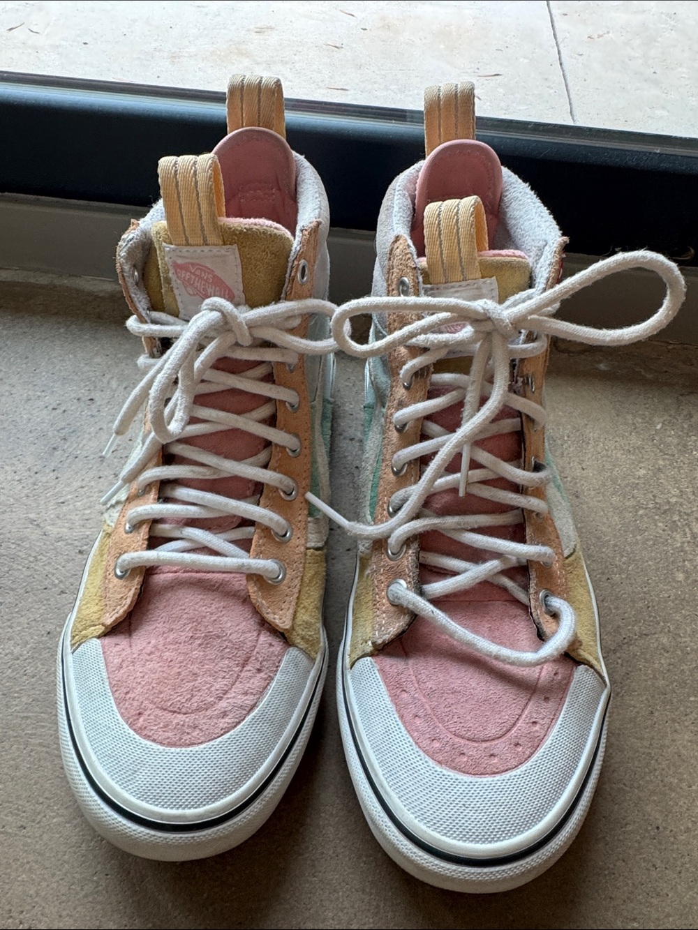 Vans Multi-Color High-Top Sneakers — Pink, Yellow, White